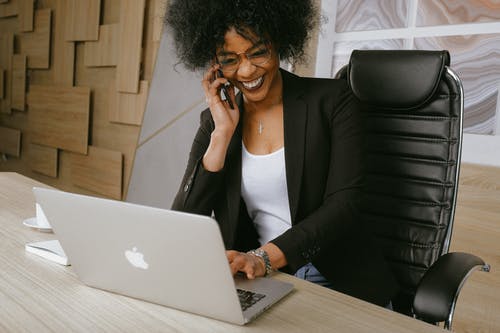 Black Woman On Computer